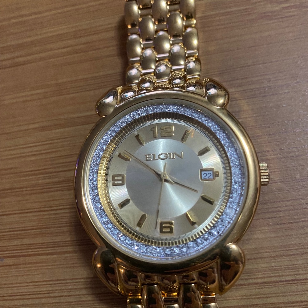 Elgin Men’s Gold-Tone "Diamond Style" Watch – FGC018 098 – Minimalist/Formal